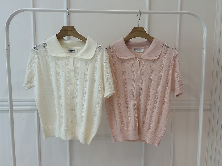 Pearls room - Korean Women Fashion - #restrostyle - Scallop Collar Knit - 10