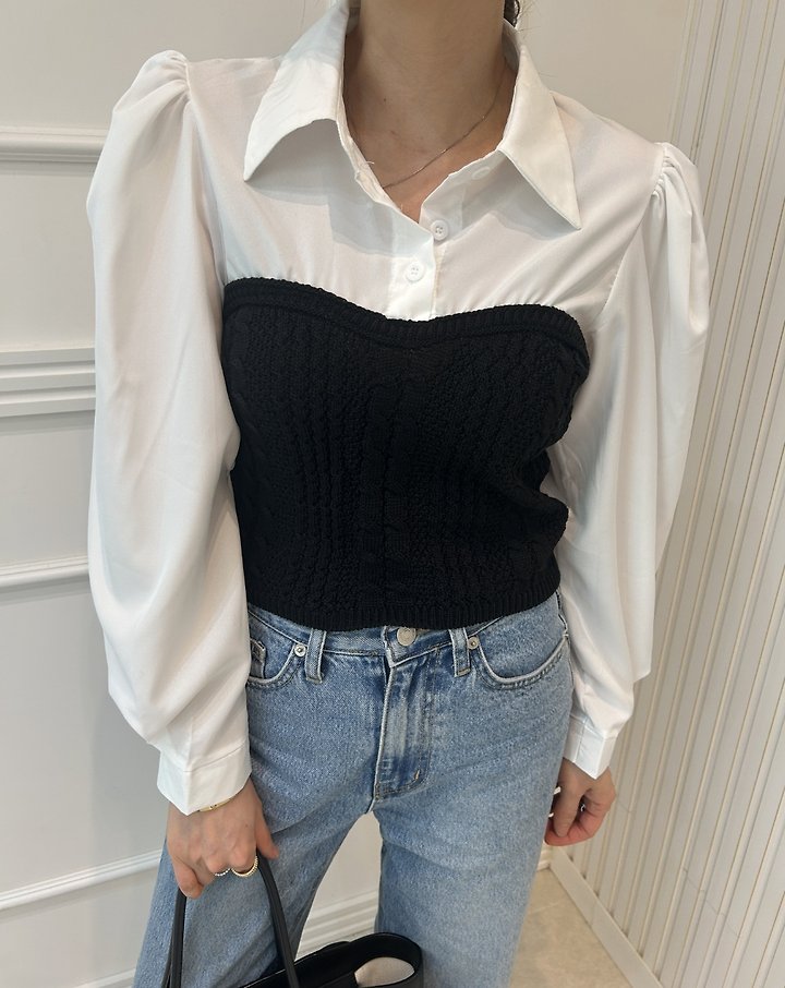Pearls room - Korean Women Fashion - #restrostyle - Knit Shirt Bolero - 7
