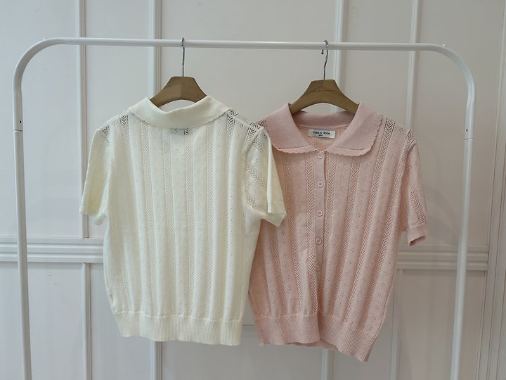 Pearls room - Korean Women Fashion - #romanticstyle - Scallop Collar Knit - 11
