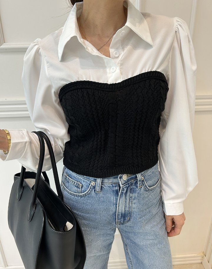 Pearls room - Korean Women Fashion - #romanticstyle - Knit Shirt Bolero - 8