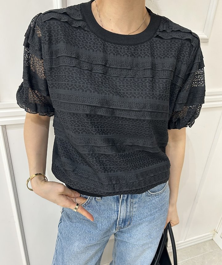 Pearls room - Korean Women Fashion - #romanticstyle - Lace Tiered Knit - 2