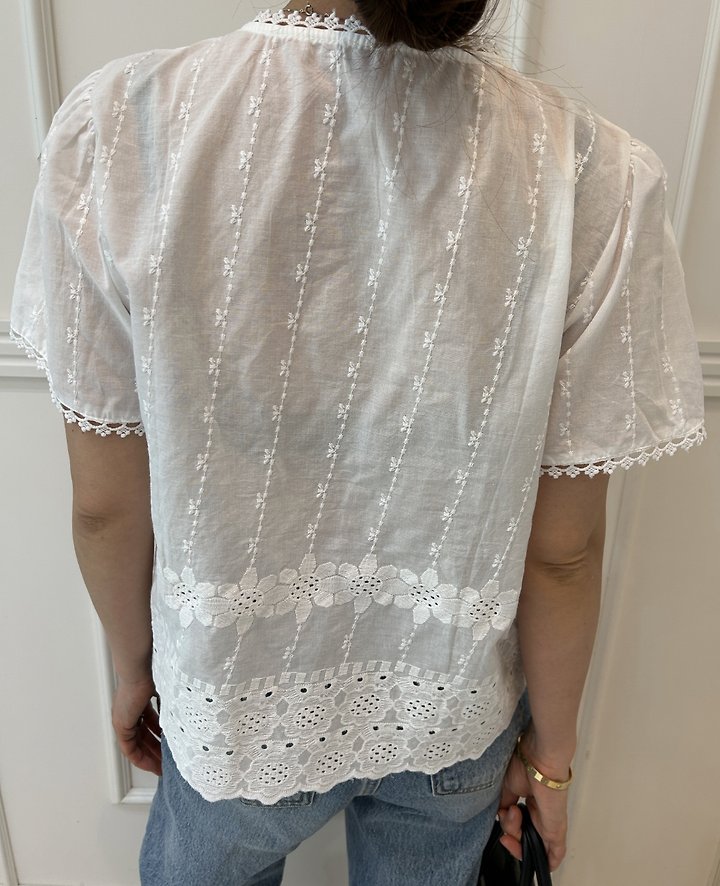 Pearls room - Korean Women Fashion - #shopsmall - Punching Lace Blouse - 6