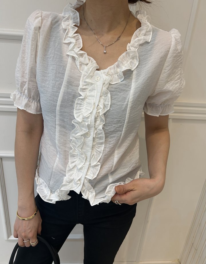 Pearls room - Korean Women Fashion - #thatsdarling - Gobchang Frill Blouse - 9