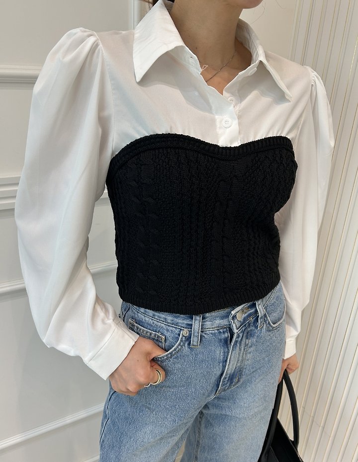 Pearls room - Korean Women Fashion - #thatsdarling - Knit Shirt Bolero - 10
