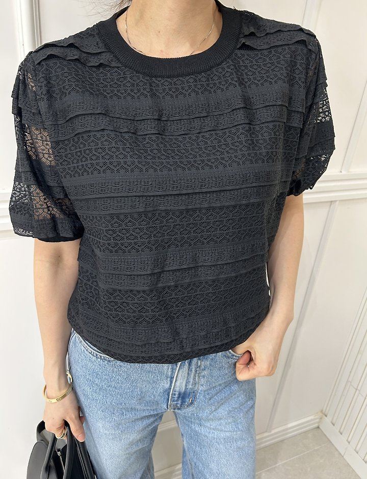 Pearls room - Korean Women Fashion - #shopsmall - Lace Tiered Knit - 4