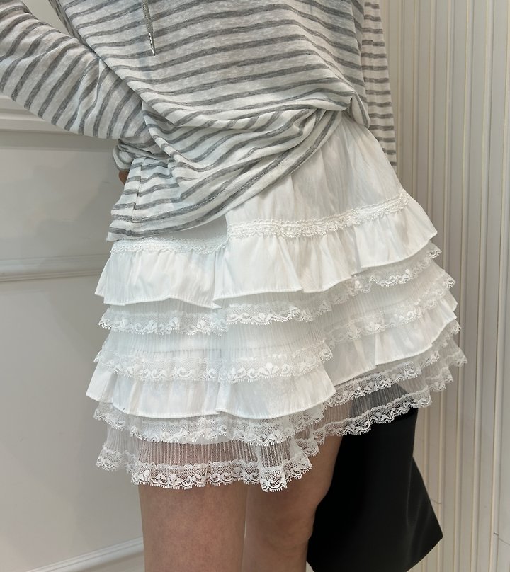 Pearls room - Korean Women Fashion - #thatsdarling - Lace Tiered Skirt - 3