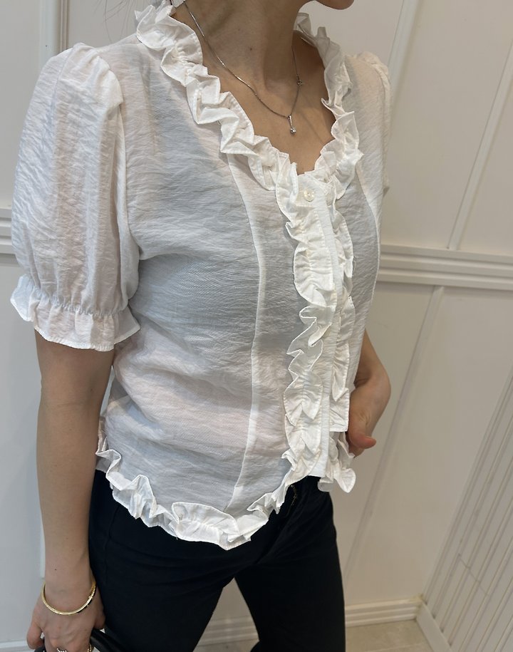 Pearls room - Korean Women Fashion - #thelittlethings - Gobchang Frill Blouse - 10