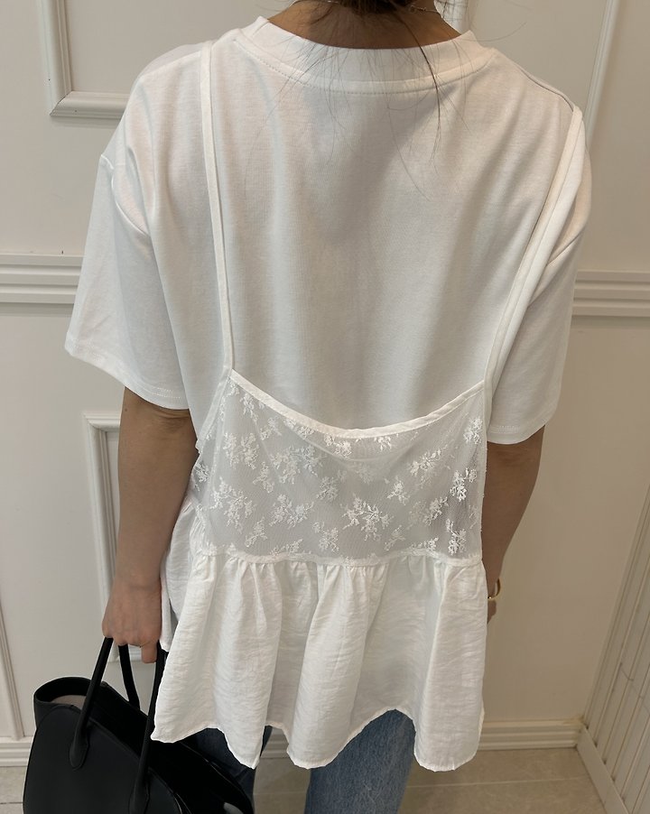 Pearls room - Korean Women Fashion - #thelittlethings - Lace Sleeveless Tee Set - 6