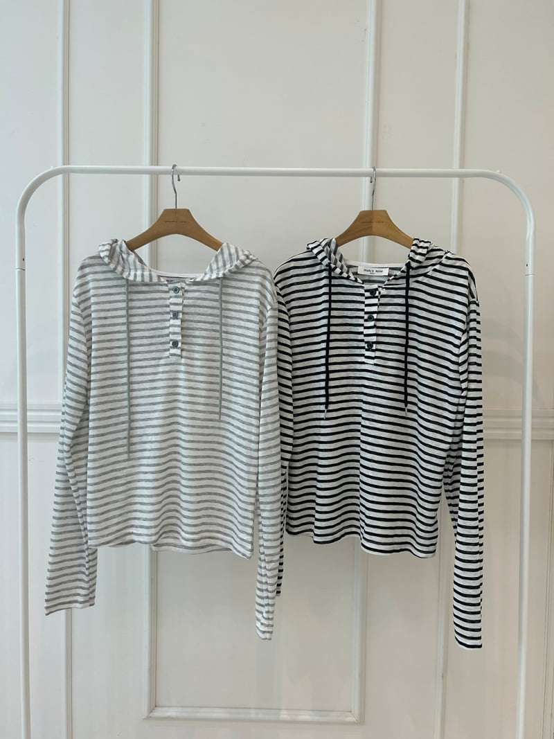 Pearls room - Korean Women Fashion - #thelittlethings - Striped Hoodie