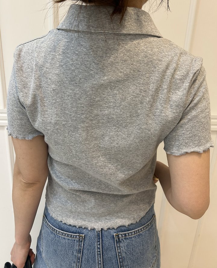 Pearls room - Korean Women Fashion - #thelittlethings - Two-Way Zip Collar Tee - 5
