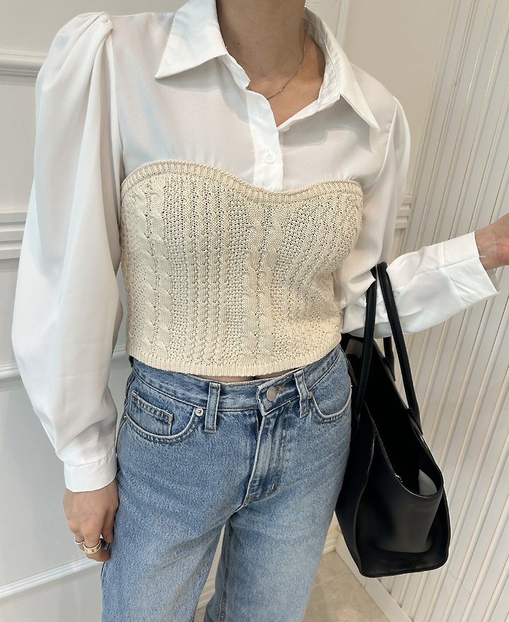 Pearls room - Korean Women Fashion - #womensfashion - Knit Shirt Bolero - 4