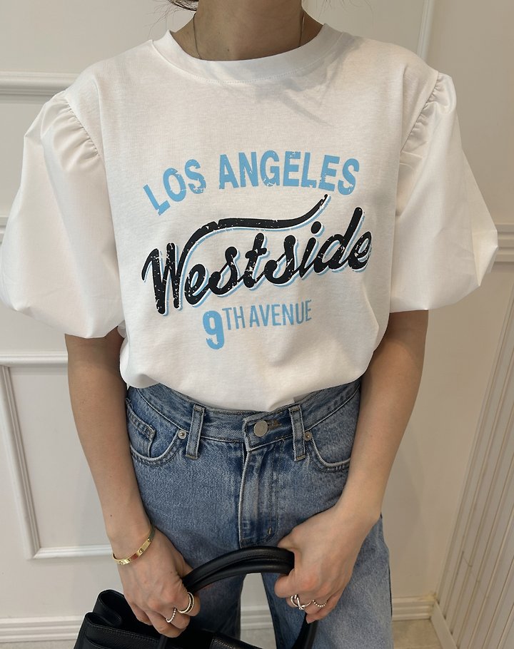 Pearls room - Korean Women Fashion - #vintagekidsstyle - Los Angel Tee - 11