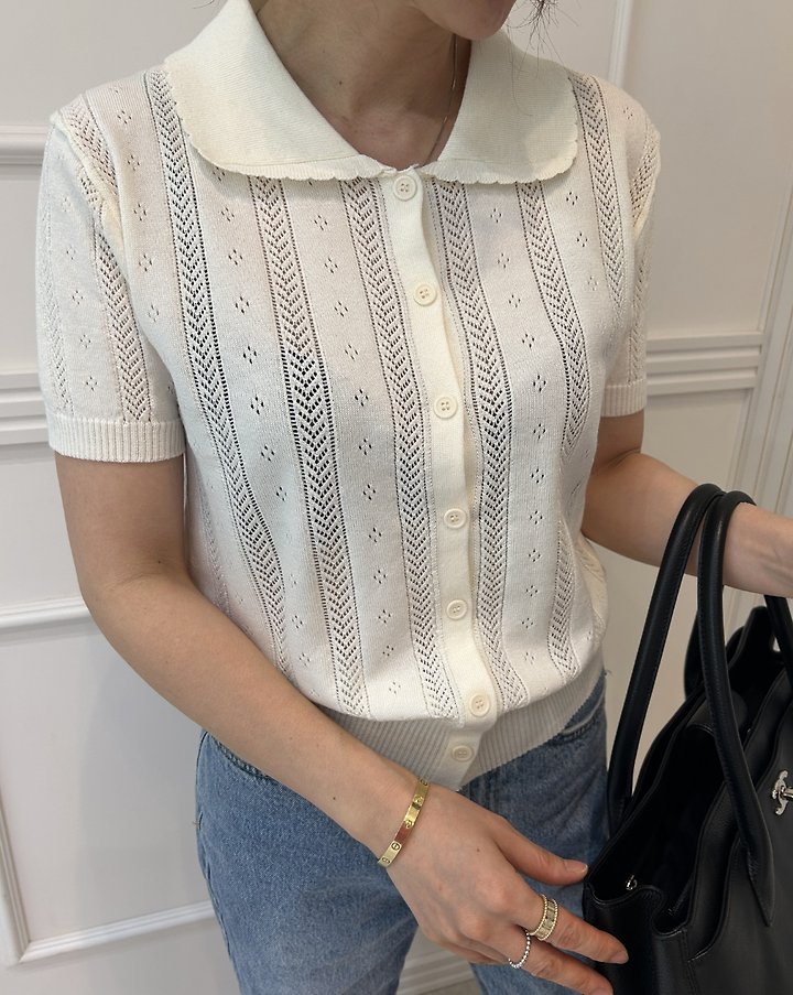 Pearls room - Korean Women Fashion - #vintagekidsstyle - Scallop Collar Knit - 8