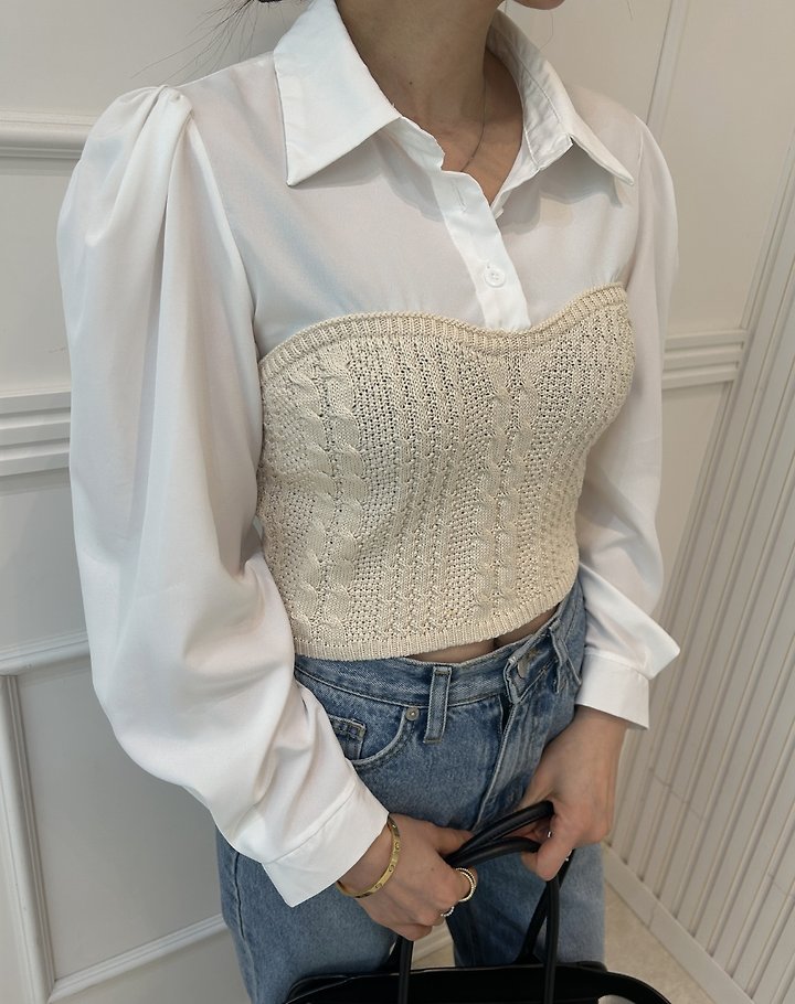 Pearls room - Korean Women Fashion - #vintagekidsstyle - Knit Shirt Bolero - 5