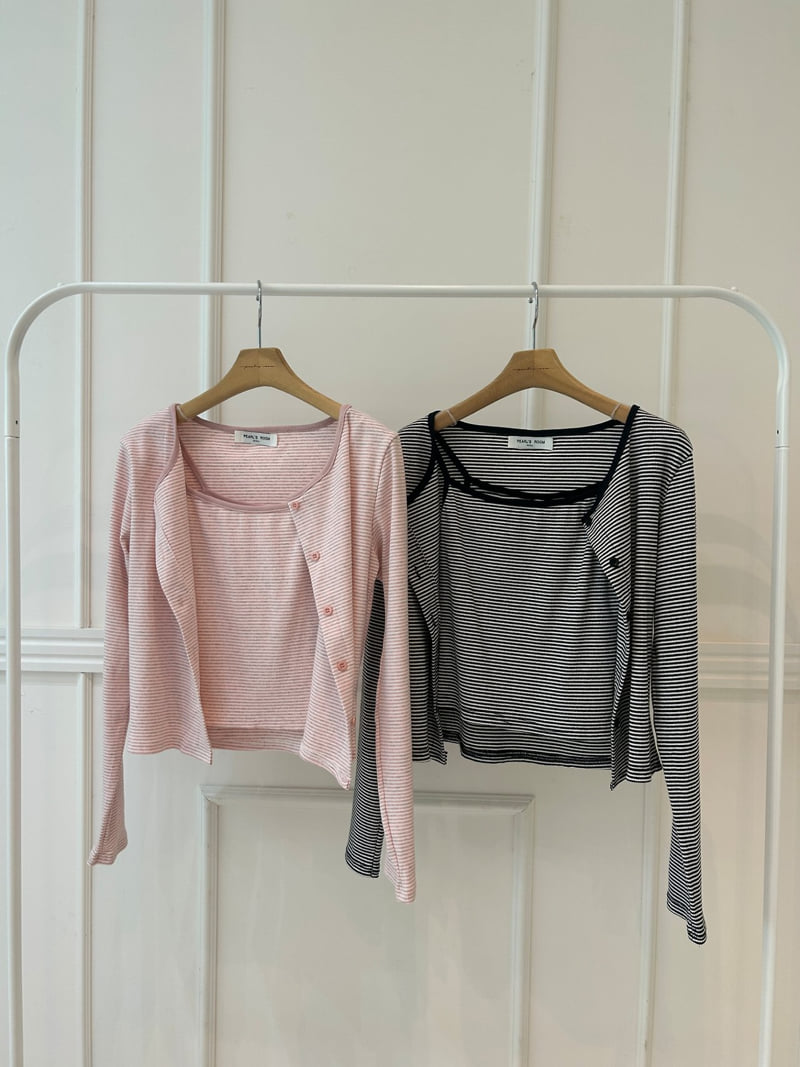 Pearls room - Korean Women Fashion - #vintagekidsstyle - Ribbed Stripe Set