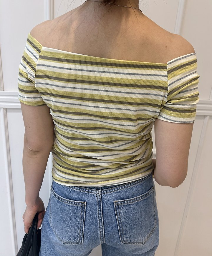 Pearls room - Korean Women Fashion - #womensfashion - Striped Boat Neck Tee - 6