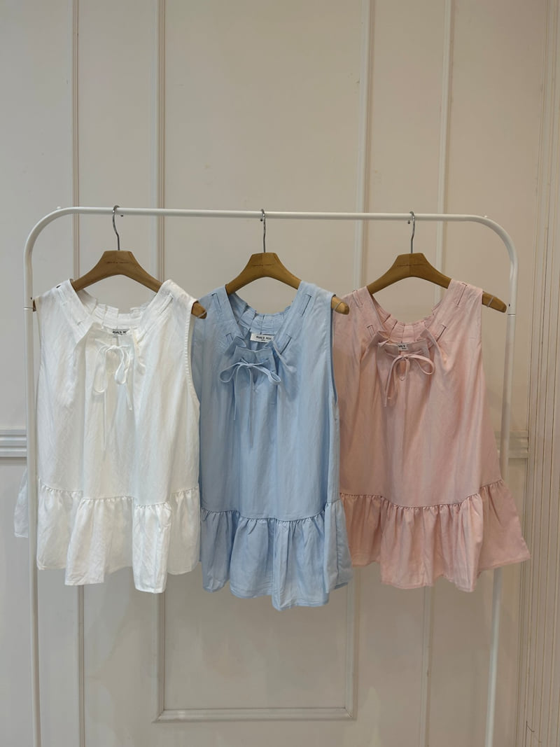 Pearls room - Korean Women Fashion - #womensfashion - Pintuck Strap Sleeveless Blouse