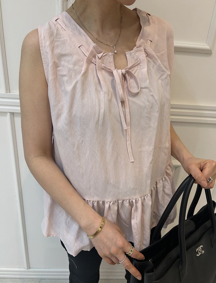 Pearls room - Korean Women Fashion - #womensfashion - Pintuck Strap Sleeveless Blouse - 5