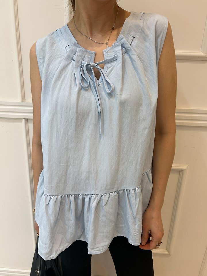 Pearls room - Korean Women Fashion - #womensfashion - Pintuck Strap Sleeveless Blouse - 7