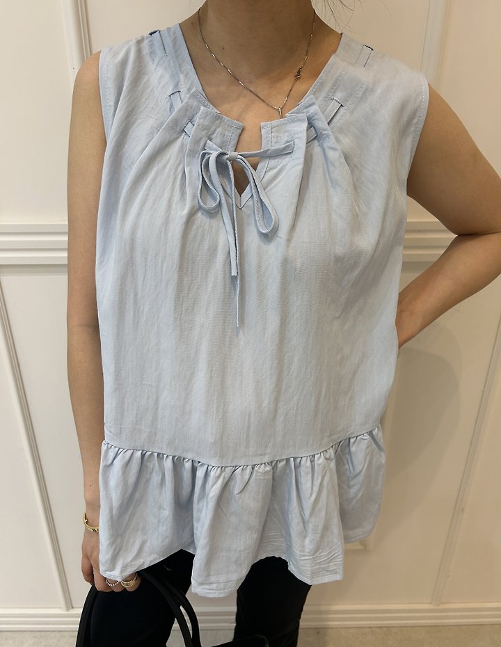 Pearls room - Korean Women Fashion - #womensfashion - Pintuck Strap Sleeveless Blouse - 9