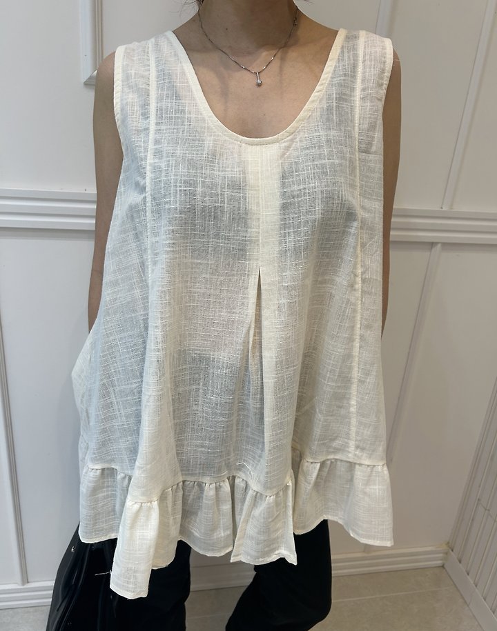 Pearls room - Korean Women Fashion - #womensfashion - Back String Frill Sleeveless Blouse - 9
