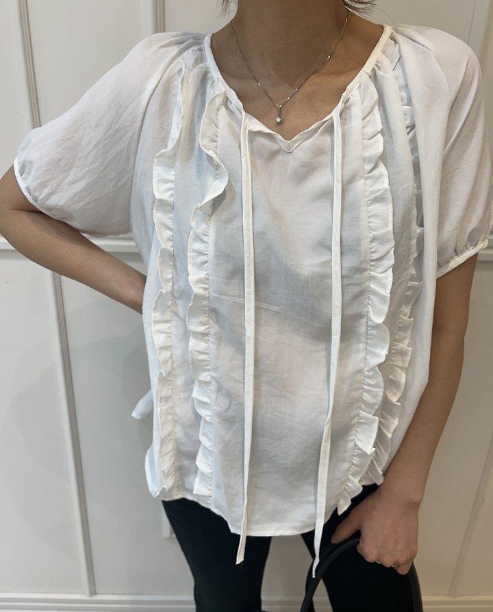 Pearls room - Korean Women Fashion - #womensfashion - Frill Strap Blouse - 11