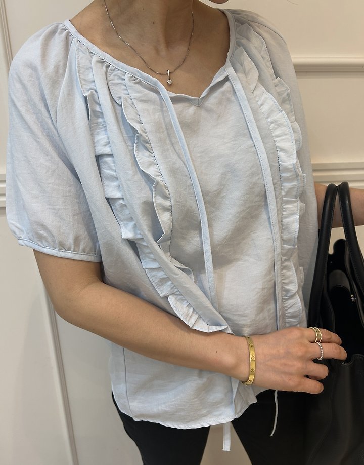 Pearls room - Korean Women Fashion - #womensfashion - Frill Strap Blouse - 5