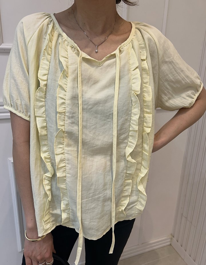 Pearls room - Korean Women Fashion - #womensfashion - Frill Strap Blouse - 7
