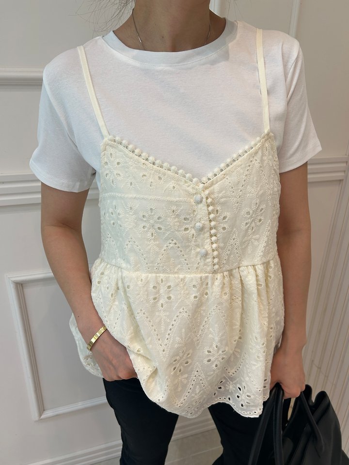 Pearls room - Korean Women Fashion - #womensfashion - Punching Bean Sleeveless Top - 7