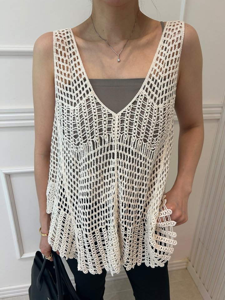 Pearls room - Korean Women Fashion - #womensfashion - Mesh Cup Sleeveless Set - 2
