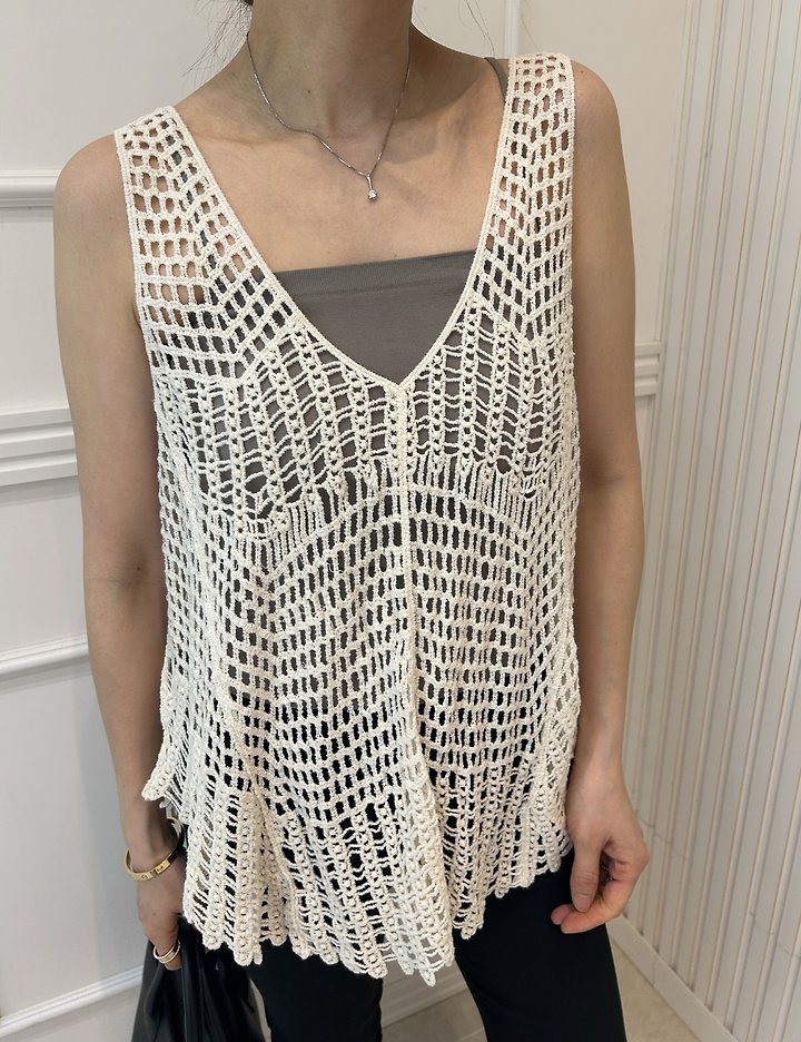Pearls room - Korean Women Fashion - #momslook - Mesh Cup Sleeveless Set - 4