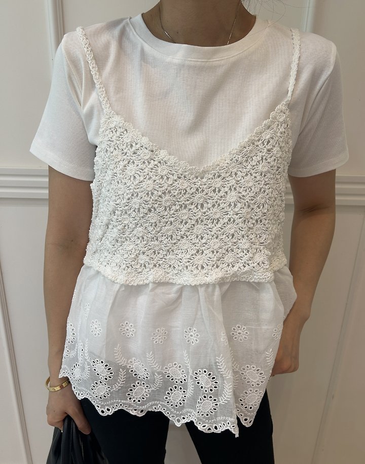 Pearls room - Korean Women Fashion - #womensfashion - Lace Short Sleeve Set - 5