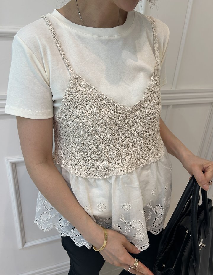 Pearls room - Korean Women Fashion - #womensfashion - Lace Short Sleeve Set - 7