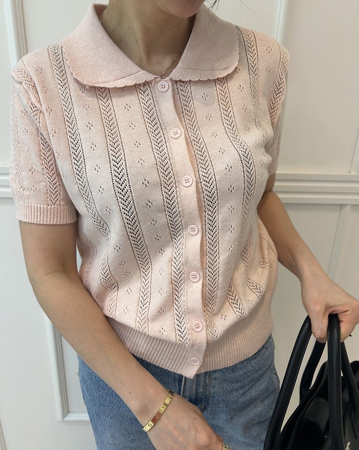 Pearls room - Korean Women Fashion - #womensfashion - Scallop Collar Knit - 2