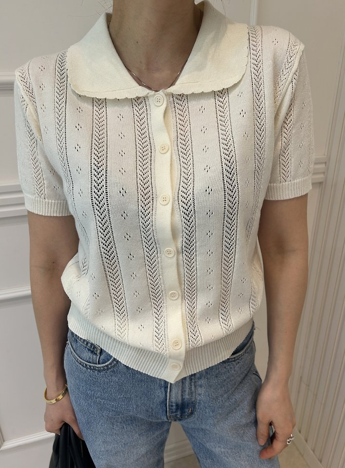 Pearls room - Korean Women Fashion - #womensfashion - Scallop Collar Knit - 6