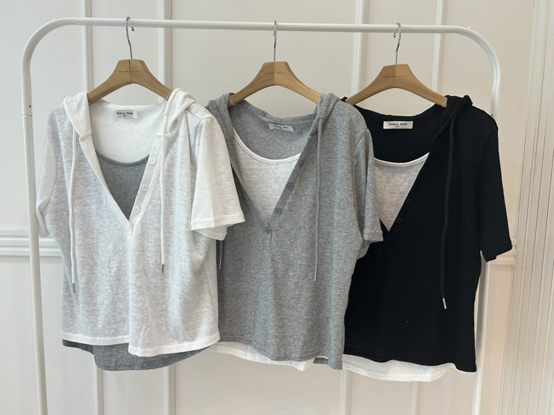 Pearls room - Korean Women Fashion - #womensfashion - Layered V-Neck Hoodie