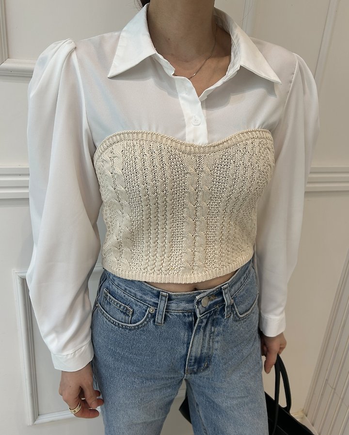 Pearls room - Korean Women Fashion - #womensfashion - Knit Shirt Bolero - 3