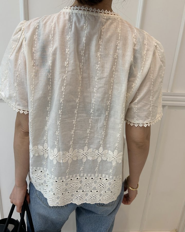 Pearls room - Korean Women Fashion - #womensfashion - Punching Lace Blouse - 12