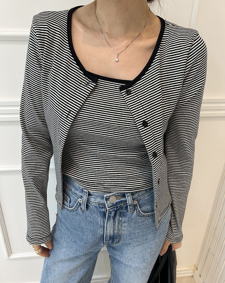 Pearls room - Korean Women Fashion - #womensfashion - Ribbed Stripe Set - 9