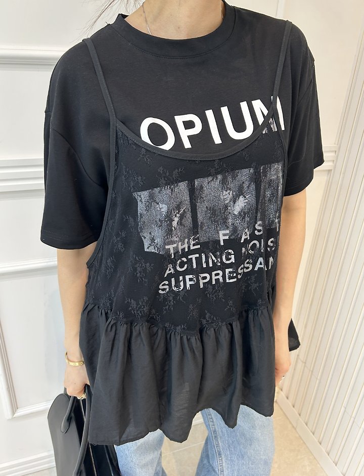 Pearls room - Korean Women Fashion - #womensfashion - Lace Sleeveless Tee Set - 10
