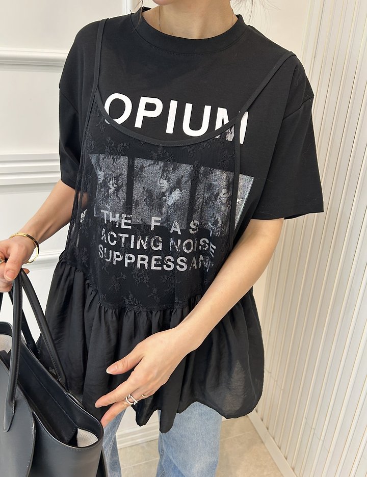 Pearls room - Korean Women Fashion - #womensfashion - Lace Sleeveless Tee Set - 12