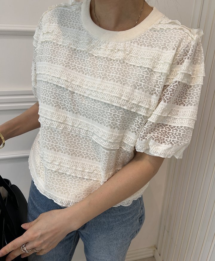 Pearls room - Korean Women Fashion - #womensfashion - Lace Tiered Knit - 9