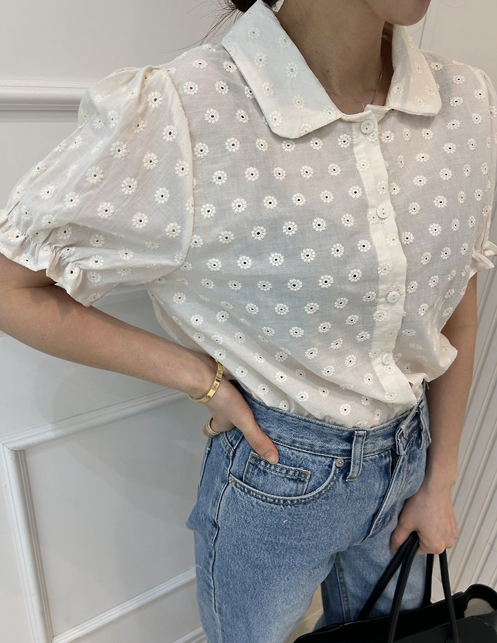 Pearls room - Korean Women Fashion - #womensfashion - Embroidered Blouse - 10