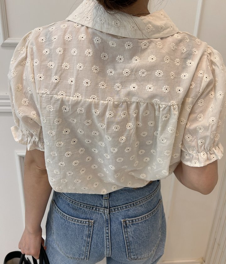 Pearls room - Korean Women Fashion - #womensfashion - Embroidered Blouse - 12