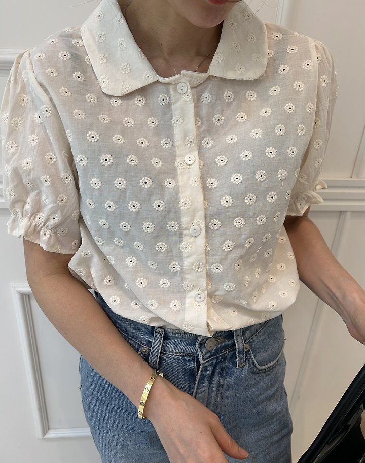 Pearls room - Korean Women Fashion - #womensfashion - Embroidered Blouse - 8