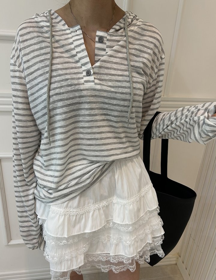 Pearls room - Korean Women Fashion - #womensfashion - Striped Hoodie - 11