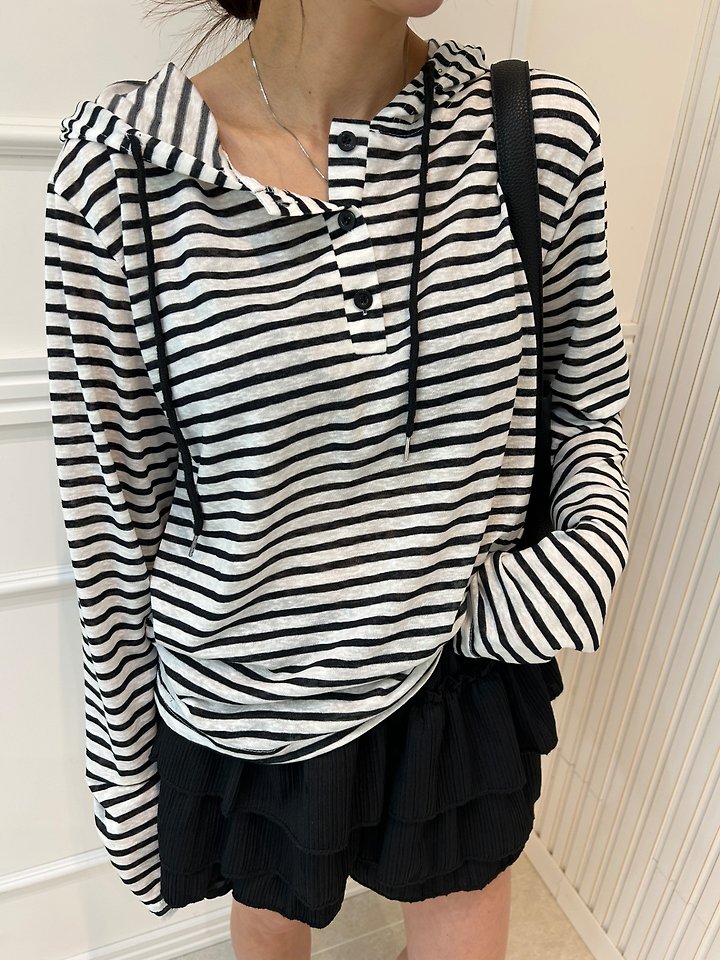 Pearls room - Korean Women Fashion - #womensfashion - Striped Hoodie - 3
