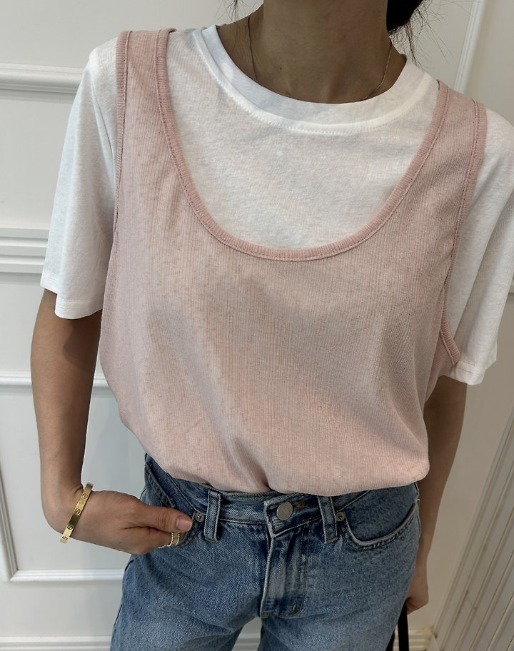 Pearls room - Korean Women Fashion - #womensfashion - Double Layered Tee - 10