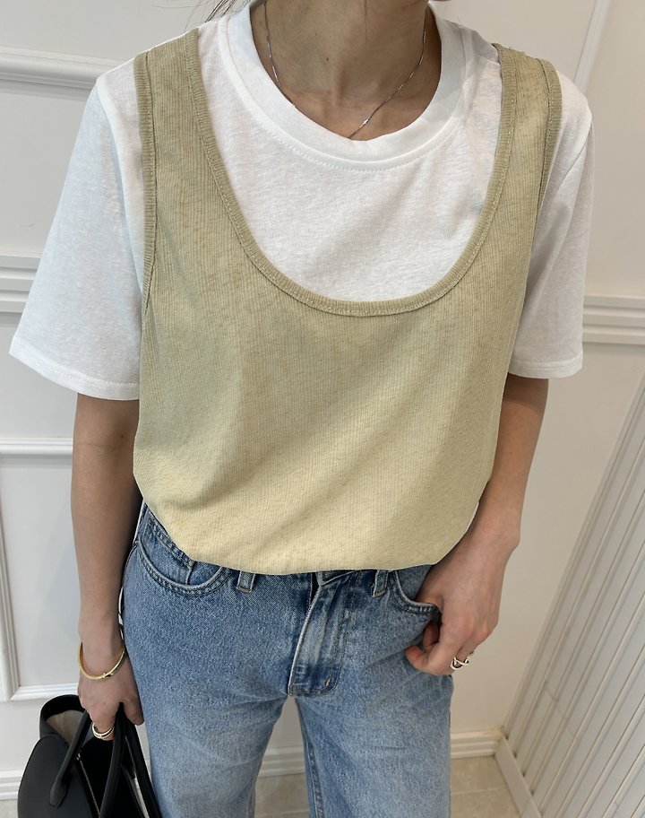 Pearls room - Korean Women Fashion - #womensfashion - Double Layered Tee - 12