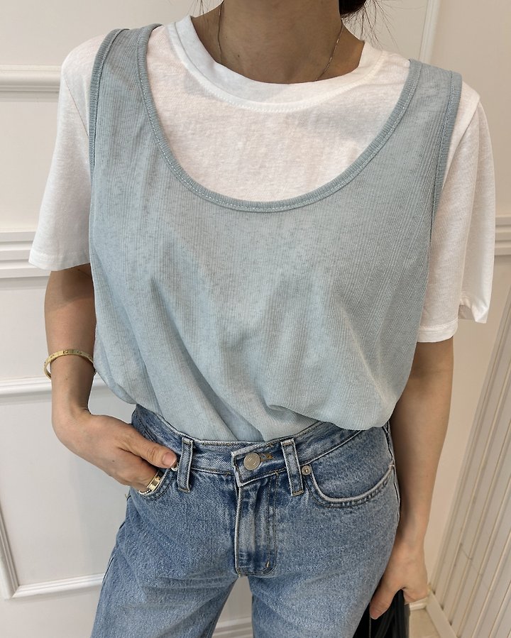 Pearls room - Korean Women Fashion - #womensfashion - Double Layered Tee - 2